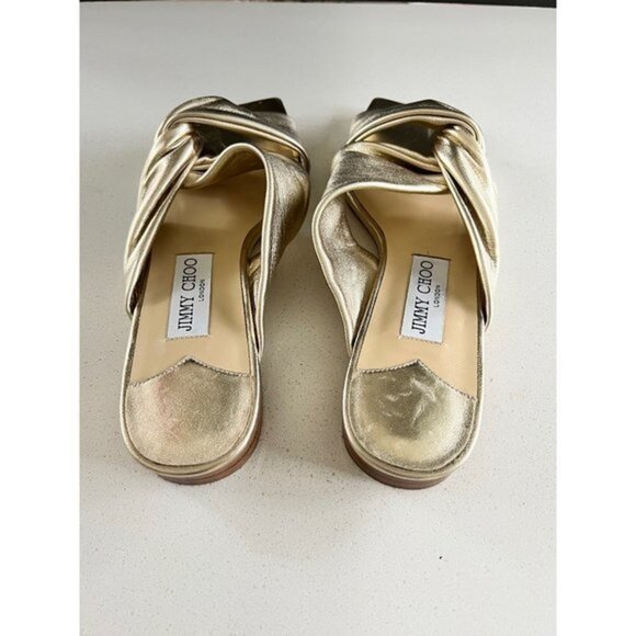 Jimmy Choo Narisa gold leather flat sandals Size 38 - Picture 8 of 9